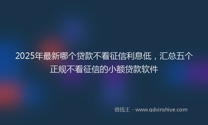2025年最新哪个贷款不看征信利息低，汇总五个正规不看征信的小额贷款软件