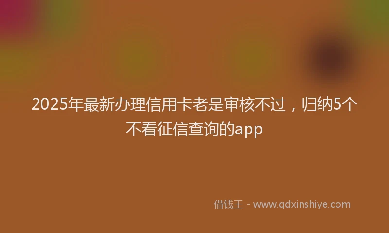 2025年最新办理信用卡老是审核不过，归纳5个不看征信查询的app