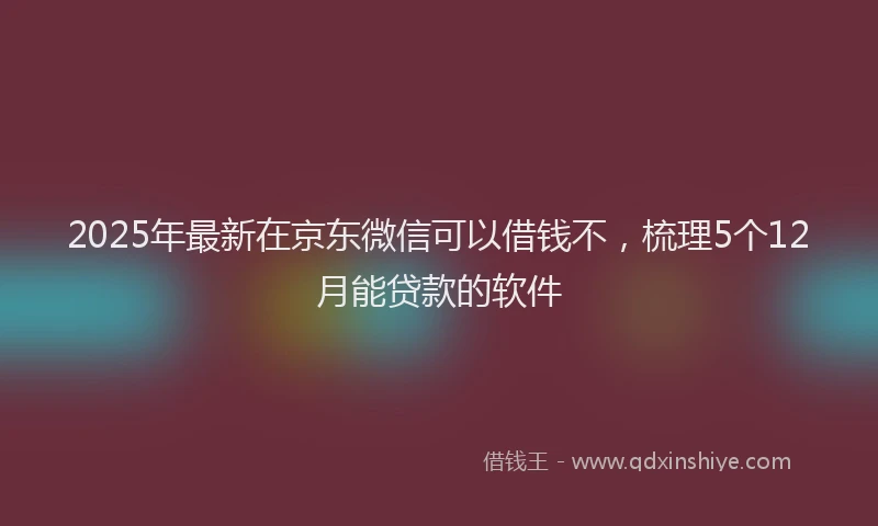 2025年最新在京东微信可以借钱不，梳理5个12月能贷款的软件