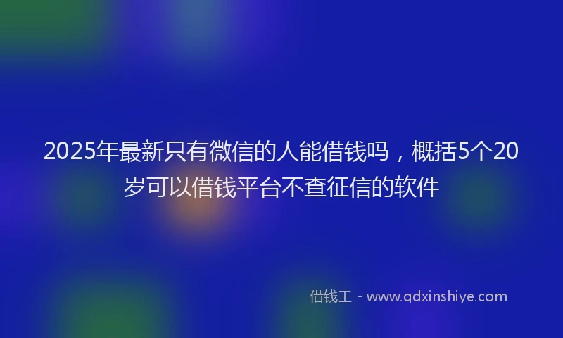 2025年最新只有微信的人能借钱吗，概括5个20岁可以借钱平台不查征信的软件