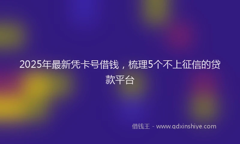 2025年最新凭卡号借钱，梳理5个不上征信的贷款平台