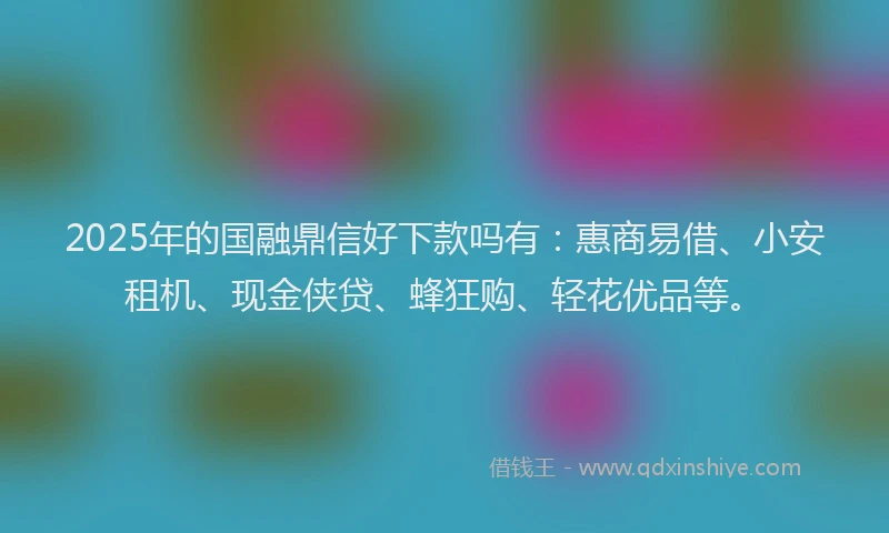 2025年的国融鼎信好下款吗有：惠商易借、小安租机、现金侠贷、蜂狂购、轻花优品等。