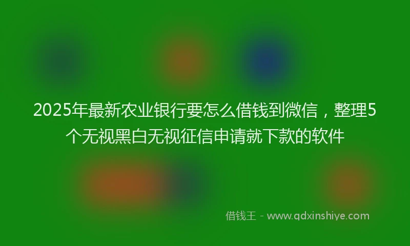 2025年最新农业银行要怎么借钱到微信，整理5个无视黑白无视征信申请就下款的软件