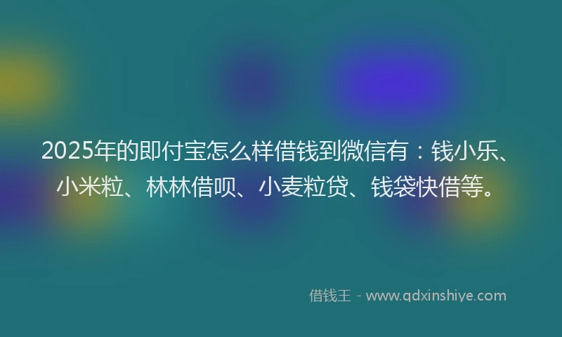 2025年的即付宝怎么样借钱到微信有：钱小乐、小米粒、林林借呗、小麦粒贷、钱袋快借等。