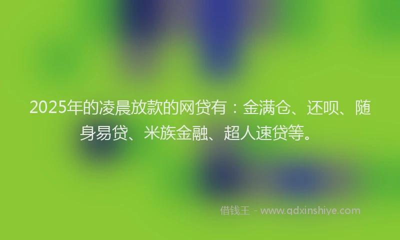 2025年的凌晨放款的网贷有：金满仓、还呗、随身易贷、米族金融、超人速贷等。