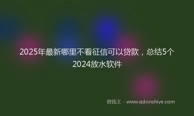 2025年最新哪里不看征信可以贷款，总结5个2024放水软件