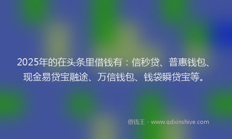 2025年的在头条里借钱有：信秒贷、普惠钱包、现金易贷宝融途、万信钱包、钱袋瞬贷宝等。