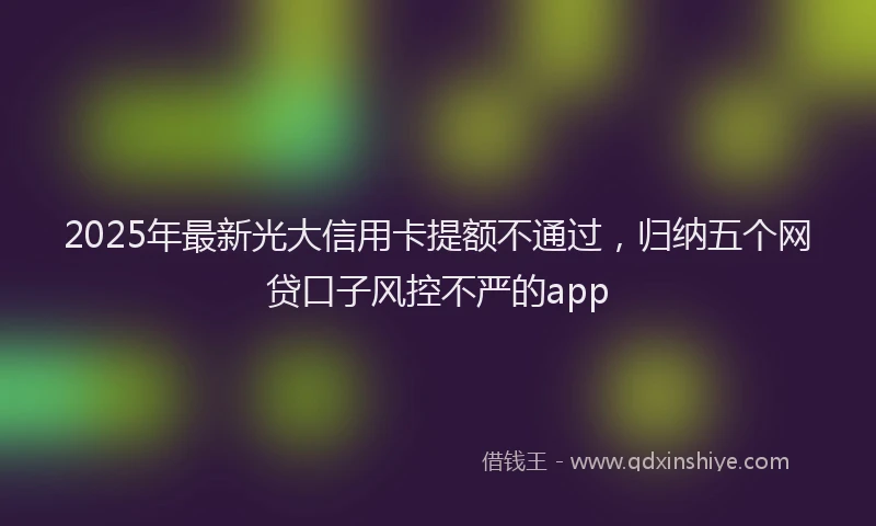 2025年最新光大信用卡提额不通过，归纳五个网贷口子风控不严的app
