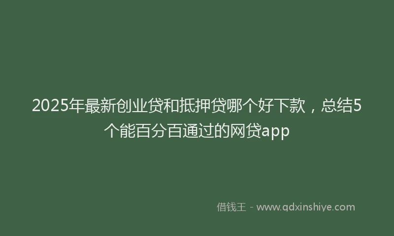 2025年最新创业贷和抵押贷哪个好下款，总结5个能百分百通过的网贷app