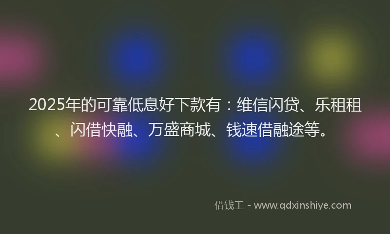 2025年的可靠低息好下款有：维信闪贷、乐租租、闪借快融、万盛商城、钱速借融途等。