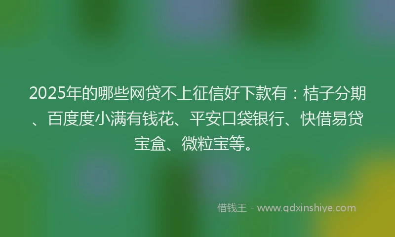 2025年的哪些网贷不上征信好下款有：桔子分期、百度度小满有钱花、平安口袋银行、快借易贷宝盒、微粒宝等。