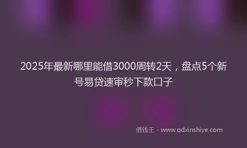 2025年最新哪里能借3000周转2天，盘点5个新号易贷速审秒下款口子