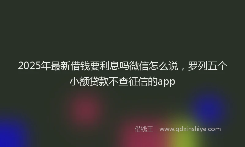2025年最新借钱要利息吗微信怎么说，罗列五个小额贷款不查征信的app