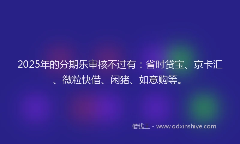 2025年的分期乐审核不过有：省时贷宝、京卡汇、微粒快借、闲猪、如意购等。