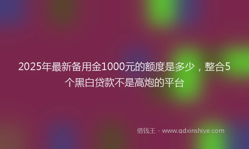 2025年最新备用金1000元的额度是多少，整合5个黑白贷款不是高炮的平台