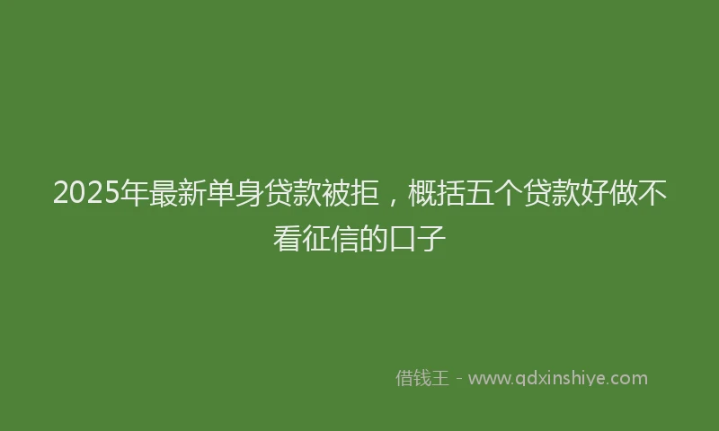 2025年最新单身贷款被拒，概括五个贷款好做不看征信的口子