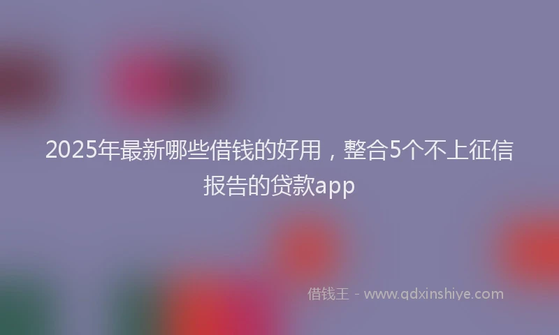 2025年最新哪些借钱的好用，整合5个不上征信报告的贷款app