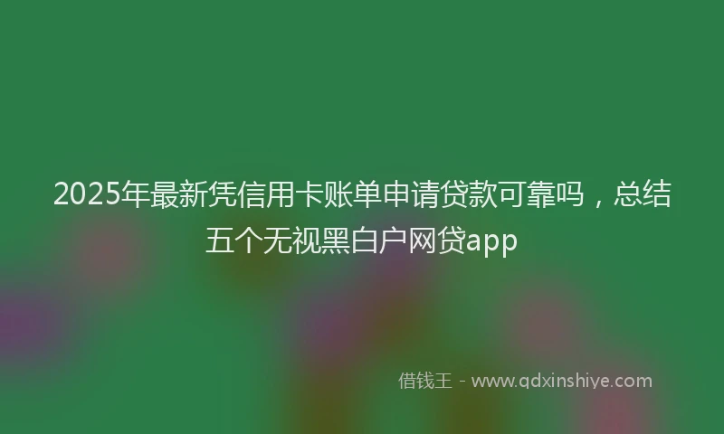 2025年最新凭信用卡账单申请贷款可靠吗，总结五个无视黑白户网贷app