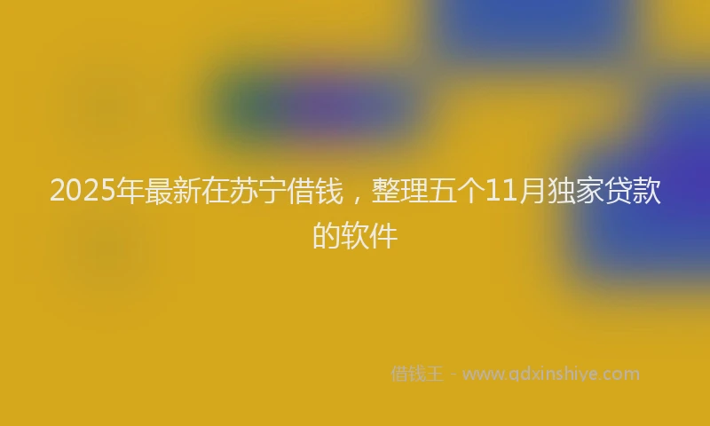 2025年最新在苏宁借钱，整理五个11月独家贷款的软件