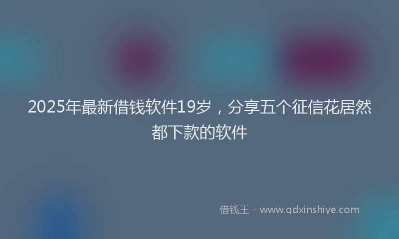 2025年最新借钱软件19岁，分享五个征信花居然都下款的软件
