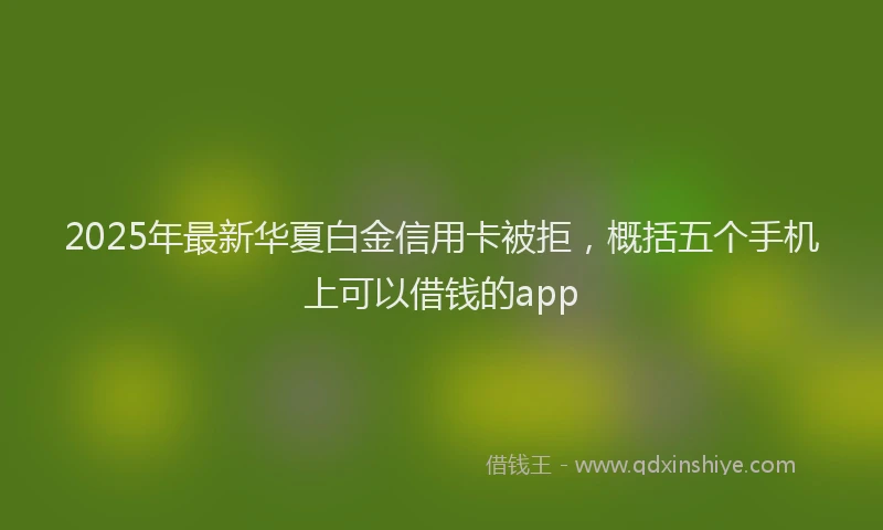 2025年最新华夏白金信用卡被拒，概括五个手机上可以借钱的app