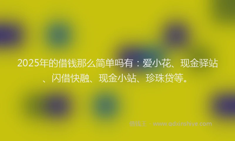 2025年的借钱那么简单吗有：爱小花、现金驿站、闪借快融、现金小站、珍珠贷等。