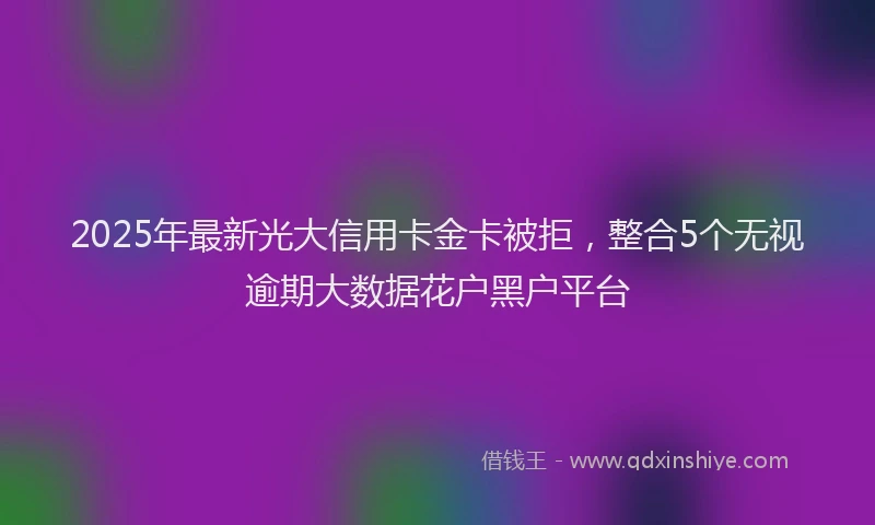 2025年最新光大信用卡金卡被拒，整合5个无视逾期大数据花户黑户平台