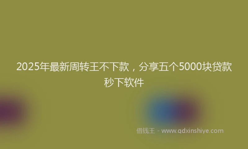 2025年最新周转王不下款，分享五个5000块贷款秒下软件