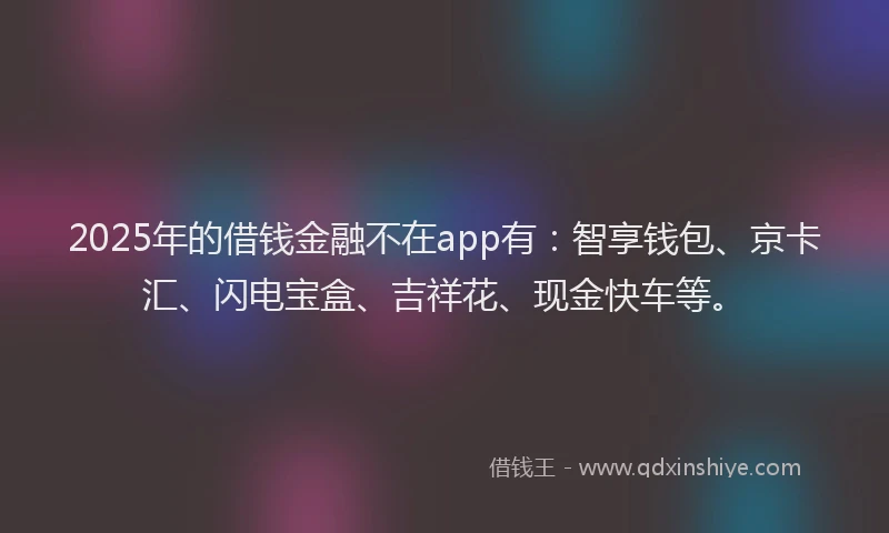2025年的借钱金融不在app有：智享钱包、京卡汇、闪电宝盒、吉祥花、现金快车等。