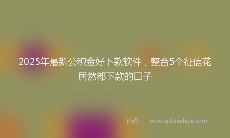 2025年最新公积金好下款软件，整合5个征信花居然都下款的口子