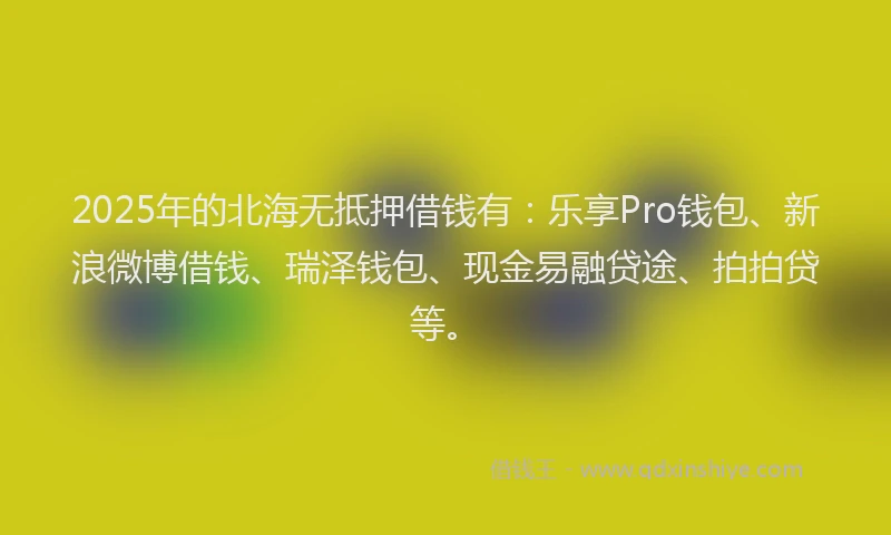 2025年的北海无抵押借钱有：乐享Pro钱包、新浪微博借钱、瑞泽钱包、现金易融贷途、拍拍贷等。