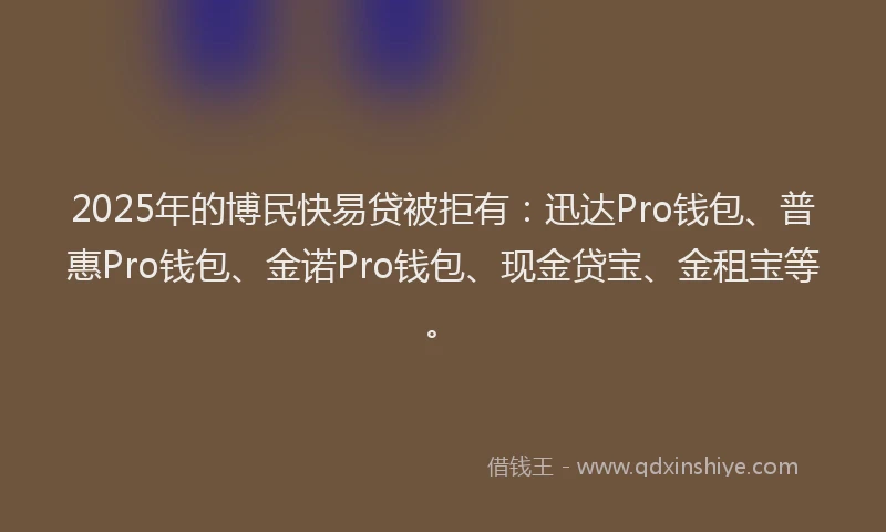 2025年的博民快易贷被拒有：迅达Pro钱包、普惠Pro钱包、金诺Pro钱包、现金贷宝、金租宝等。