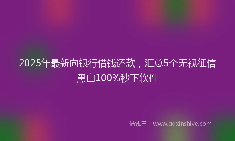2025年最新向银行借钱还款，汇总5个无视征信黑白100%秒下软件