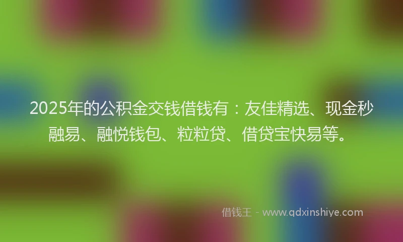 2025年的公积金交钱借钱有：友佳精选、现金秒融易、融悦钱包、粒粒贷、借贷宝快易等。
