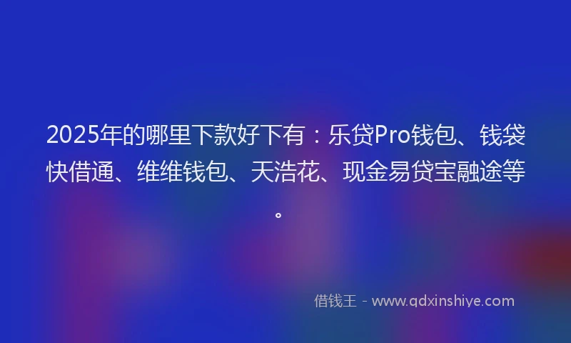 2025年的哪里下款好下有：乐贷Pro钱包、钱袋快借通、维维钱包、天浩花、现金易贷宝融途等。