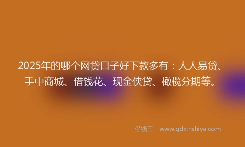 2025年的哪个网贷口子好下款多有：人人易贷、手中商城、借钱花、现金侠贷、橄榄分期等。
