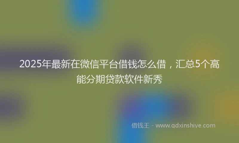 2025年最新在微信平台借钱怎么借，汇总5个高能分期贷款软件新秀