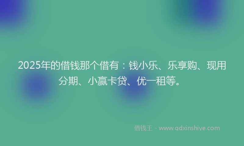 2025年的借钱那个借有：钱小乐、乐享购、现用分期、小赢卡贷、优一租等。