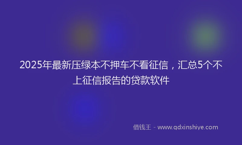 2025年最新压绿本不押车不看征信，汇总5个不上征信报告的贷款软件