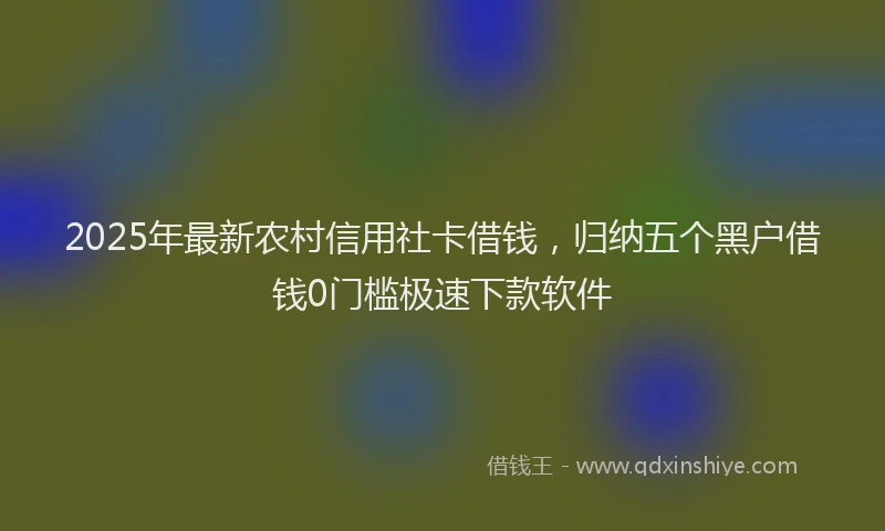 2025年最新农村信用社卡借钱，归纳五个黑户借钱0门槛极速下款软件