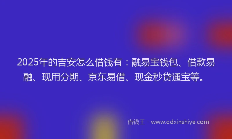 2025年的吉安怎么借钱有：融易宝钱包、借款易融、现用分期、京东易借、现金秒贷通宝等。