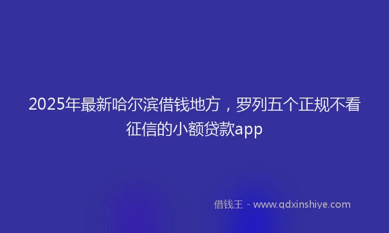 2025年最新哈尔滨借钱地方，罗列五个正规不看征信的小额贷款app
