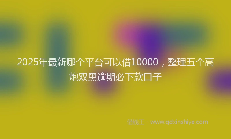 2025年最新哪个平台可以借10000，整理五个高炮双黑逾期必下款口子