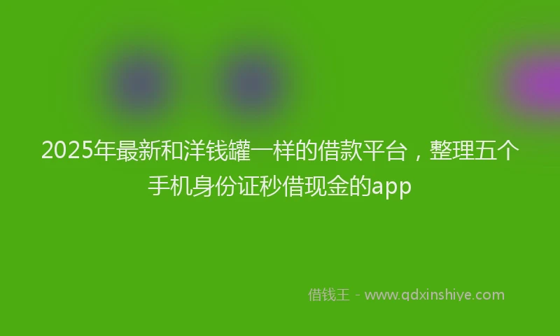 2025年最新和洋钱罐一样的借款平台，整理五个手机身份证秒借现金的app