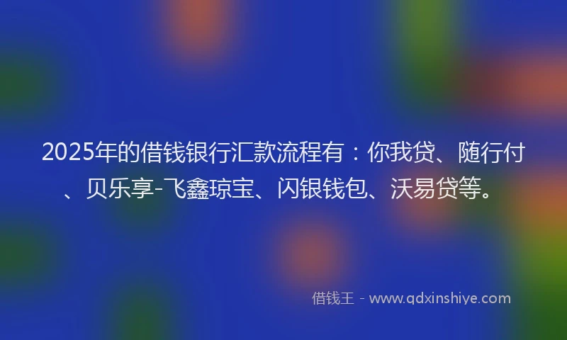 2025年的借钱银行汇款流程有：你我贷、随行付、贝乐享-飞鑫琼宝、闪银钱包、沃易贷等。