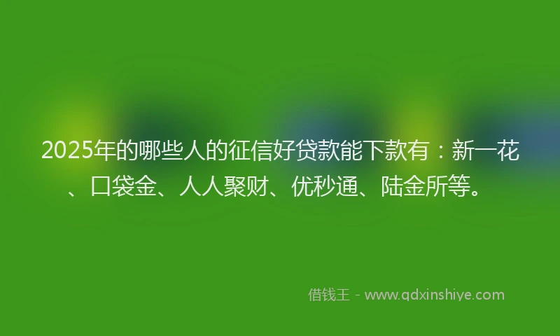 2025年的哪些人的征信好贷款能下款有：新一花、口袋金、人人聚财、优秒通、陆金所等。