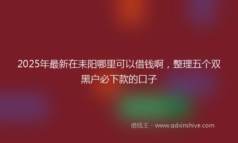 2025年最新在耒阳哪里可以借钱啊，整理五个双黑户必下款的口子