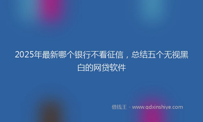 2025年最新哪个银行不看征信，总结五个无视黑白的网贷软件