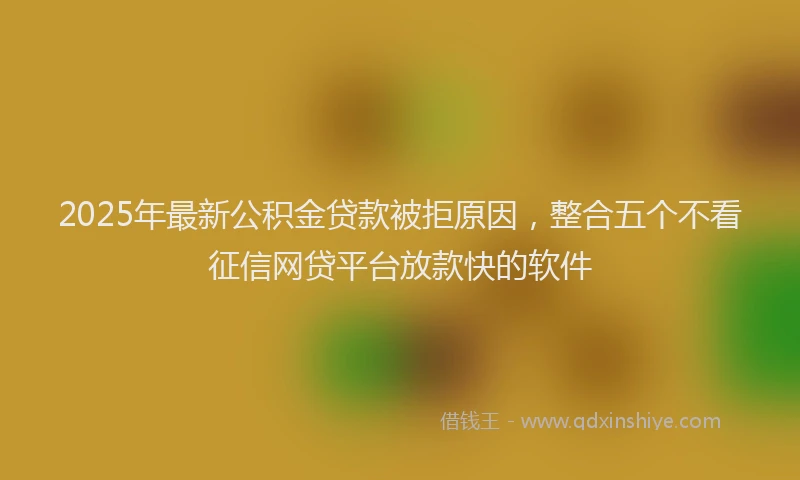 2025年最新公积金贷款被拒原因，整合五个不看征信网贷平台放款快的软件