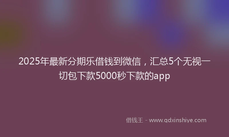 2025年最新分期乐借钱到微信，汇总5个无视一切包下款5000秒下款的app